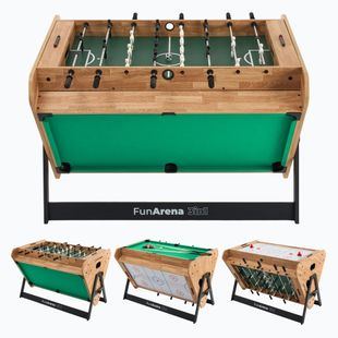 OneTeam FunArena 3-in-1 foosball, cymball, masă de biliard din lemn / negru