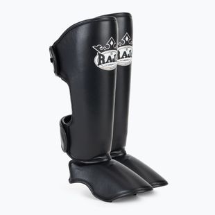 Apărători pentru tibie RAJA BOXING Lightweight Shin Guards Semi Leather black