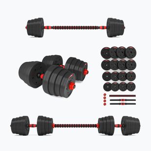 Set de gantere cu conexiune la halteră HMS SGP30 30 kg negru/roșu