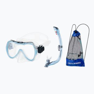 Set de snorkeling pentru copii AQUA-SPEED Enzo + Evo mască + tub + sac albastru deschis