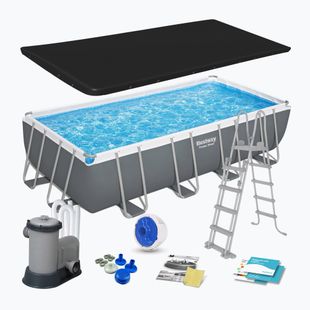 Piscină de exterior Bestway Power Steel Rectangular Pool Set 56465N 549 x 274 cm gri închis