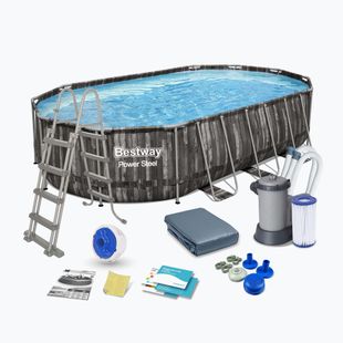 Piscină de exterior Bestway Power Steel Oval Pool Set 610 x 366 cm maro