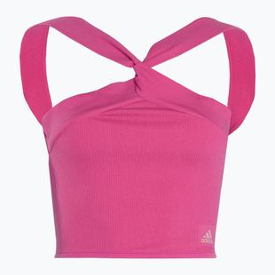 Top pentru femei adidas Ribbed Active Seamless Halter Bralette 3D semi lucid fuchsia