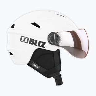 Cască de schi Bliz Strike Visor matte white/ orange silver mirror