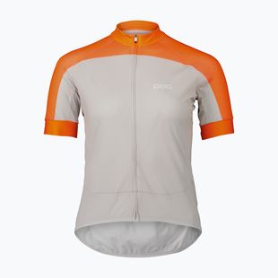 Tricou de ciclism pentru femei POC Essential Road Logo zink orange/granite grey