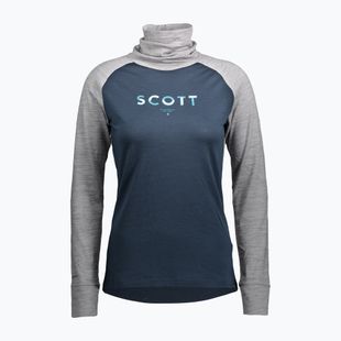 Longsleeve termoactiv pentru femei  SCOTT Defend Merino High Neck light grey melange/dark blue