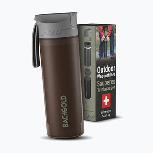 Sticlă turistică cu filtru Bachgold Selfpress Waterfilter 500 ml maro