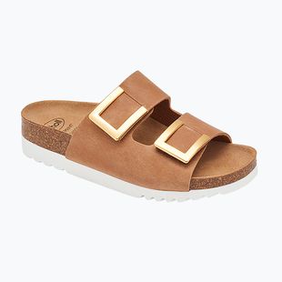 Șlapi de damă Scholl Montery 2 Straps Ad Med cognac