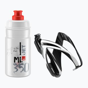 Set de bicicletă Elite CEO Kit Jet coș + bidon 350 ml black glossy/white graphics/clear/logo red