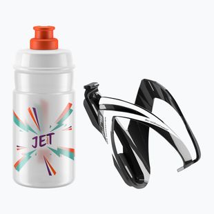 Set de bicicletă Elite CEO Kit Jet coș + bidon 350 ml black glossy/white graphics/clear/logo orange