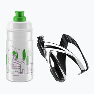 Set de bicicletă Elite CEO Kit Jet coș + bidon 350 ml black glossy/white graphics/clear/logo green