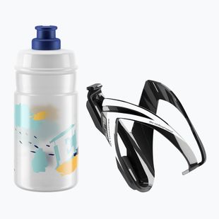 Set de bicicletă Elite CEO Kit Jet coș + bidon 350 ml black glossy/white graphics/clear/logo blue