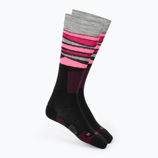 Șosete de schi pentru femei Mico Light Weight Superthermo Natural Merino Ski nero/fucsia fluo