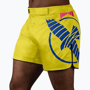 Pantaloni scurți de antrenament pentru bărbați Hayabusa Icon Mid-Thigh MMA yellow/blue