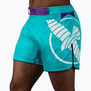 Pantaloni scurți de antrenament pentru bărbați Hayabusa Icon Mid-Thigh MMA teal/white