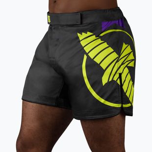 Pantaloni scurți de antrenament pentru bărbați Hayabusa Icon Mid-Thigh MMA black/neon