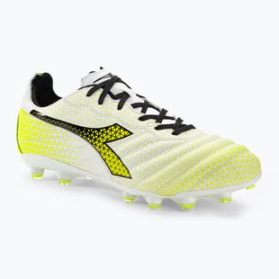 Ghete de fotbal Diadora Brasil Elite GR LT LP12 pentru bărbați, alb/negru/galben fluo