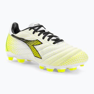 Ghete de fotbal pentru copii Diadora Brasil Elite GR LT LPU Y alb/negru/galben-fluo