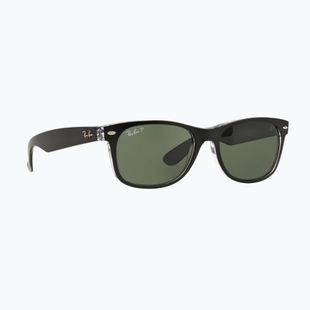 Ochelari de soare Ray-Ban New Wayfarer Classic matte black transparent/green g-15