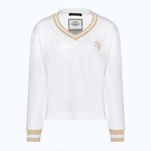 Hanorac pentru femei Aeronautica Militare Lady V-Neck bianco ottico