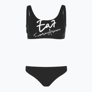 Costum de baie din două piese pentru femei EA7 Emporio Armani Maxi Logo Bikini Top black
