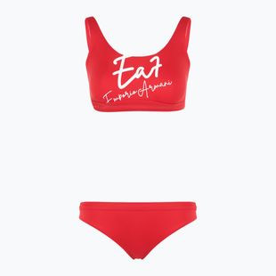 Costum de baie din două piese pentru femei EA7 Emporio Armani Maxi Logo Bikini Top racing red