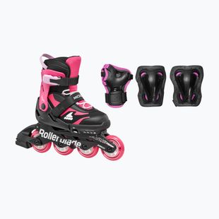 Role pentru copii cu protecții Rollerblade Microblade Combo Jr black/pink
