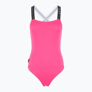 Costum de baie EA7 Emporio Armani Logo Tape One Piece neon pink