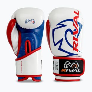 Mănuși de box Rival RB7 Fitness Plus Bag white/blue