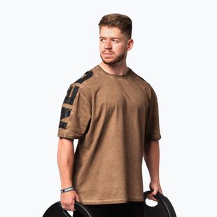 Tricou de antrenament pentru bărbați NEBBIA Washed-Off Lifting Club light brown