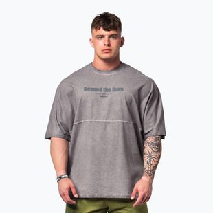 Tricou de antrenament pentru bărbați NEBBIA Washed-Off Heavyweight No Shortcuts light grey