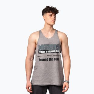 Tank top de antrenament pentru bărbați  NEBBIA Washed-Off Stringer Max Out light grey