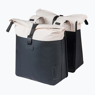 Geantă de bicicletă Basil Vive Double Pannier Bag 35 l off white/black