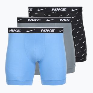 Boxeri pentru bărbați Nike Everyday Cotton Stretch 3 pairs swoosh print/grey/university blue