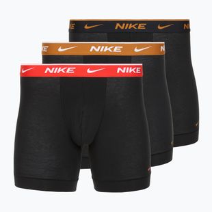 Boxeri pentru bărbați Nike Everyday Cotton Stretch 3 perechi black light crimsn/desrt ochre/black waistband