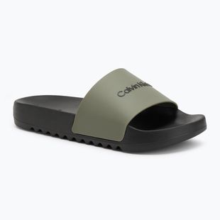 Papuci pentru bărbați Calvin Klein HM0HM01063 Chuncky Pool Slide Rub Smokey Olive/Black