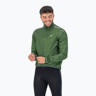 Geacă de ciclism pentru bărbați Rogelli Essential Rain fluorescent army green