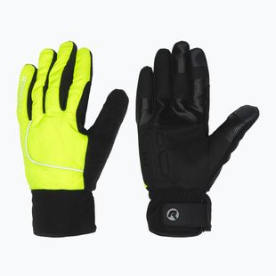 Mănuși de ciclism pentru bărbați Rogelli Essential Winter Waterproop fluor yellow