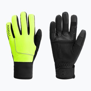 Mănuși de ciclism pentru bărbați Rogelli Essential Winter Waterproop fluor yellow