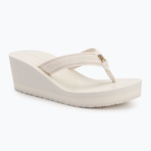 Papuci pentru femei Tommy Hilfiger Stripes Wedge Beach Sandal ivory