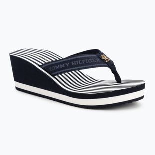 Papuci pentru femei Tommy Hilfiger Stripes Wedge Beach Sandal space blue