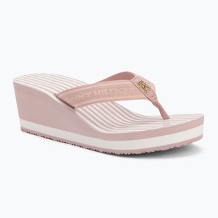 Papuci pentru femei Tommy Hilfiger Stripes Wedge Beach Sandal foggy pink