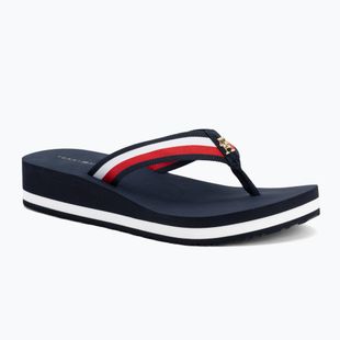 Papuci pentru femei Tommy Hilfiger Corp Mid Wedge Beach Sandal space blue