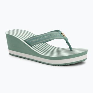 Papuci pentru femei Tommy Hilfiger Stripes Wedge Beach Sandal charming green