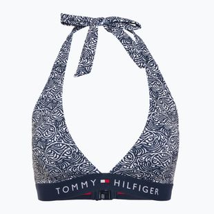 Partea de sus a costumului de baie Tommy Hilfiger Halter Rp Print illustrated wave dark night navy