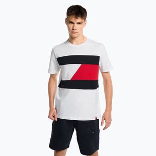 Tommy Hilfiger Colorblocked Colorblocked Mix Media S/S cămașă de antrenament pentru bărbați alb