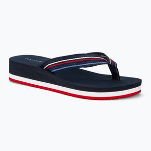 Papuci pentru femei Tommy Hilfiger Wedge Stripes Beach Sandal space blue