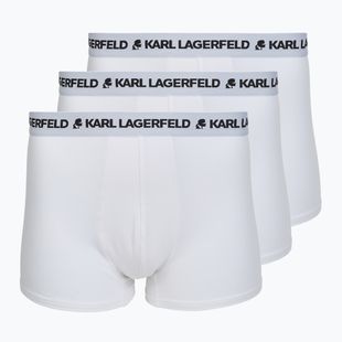 Boxeri pentru bărbați KARL LAGERFELD Logo Trunk 3 perechi white