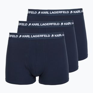 Boxeri pentru bărbați KARL LAGERFELD Logo Trunk 3 perechi navy