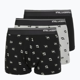 Boxeri pentru bărbați KARL LAGERFELD Ikon Aop Trunk 3 perechi karl dot/ash black